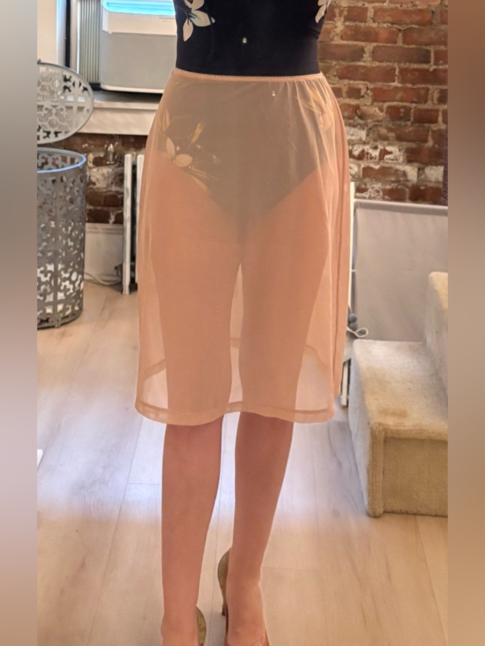 D&G Tan nude sheer slip straight size 28/42